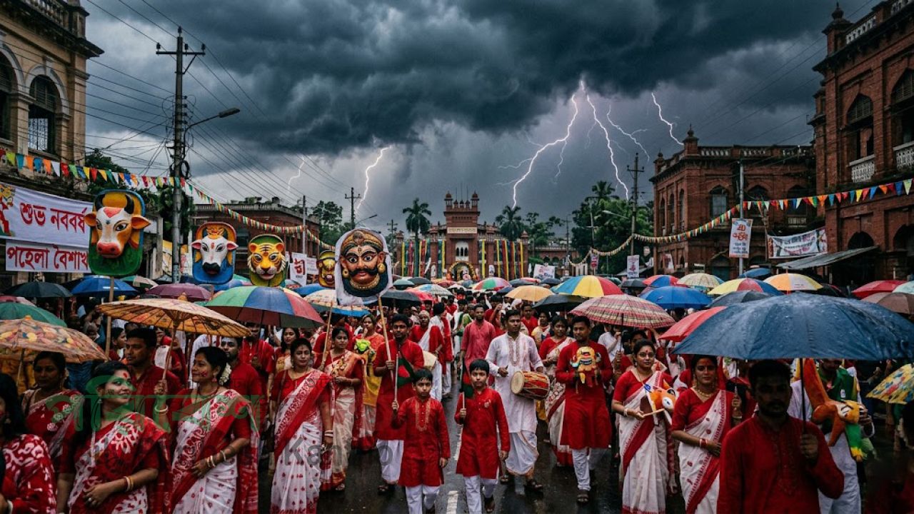 পহেলা বৈশাখের উৎসবে বৃষ্টির শঙ্কা: ৫ বিভাগে বজ্রসহ ঝড়ের পূর্বাভাস