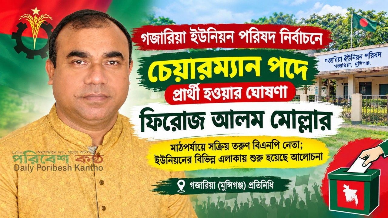 গজারিয়া ইউপি চেয়ারম্যান পদে ফিরোজ আলমের প্রার্থী ঘোষণা