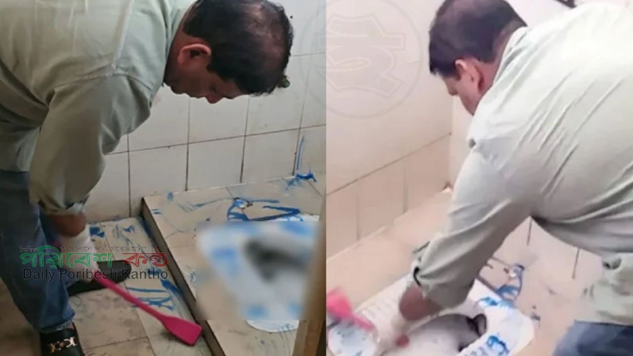 হাসপাতালের অপরিচ্ছন্ন টয়লেট পরিষ্কার করলেন এমপি খোকন